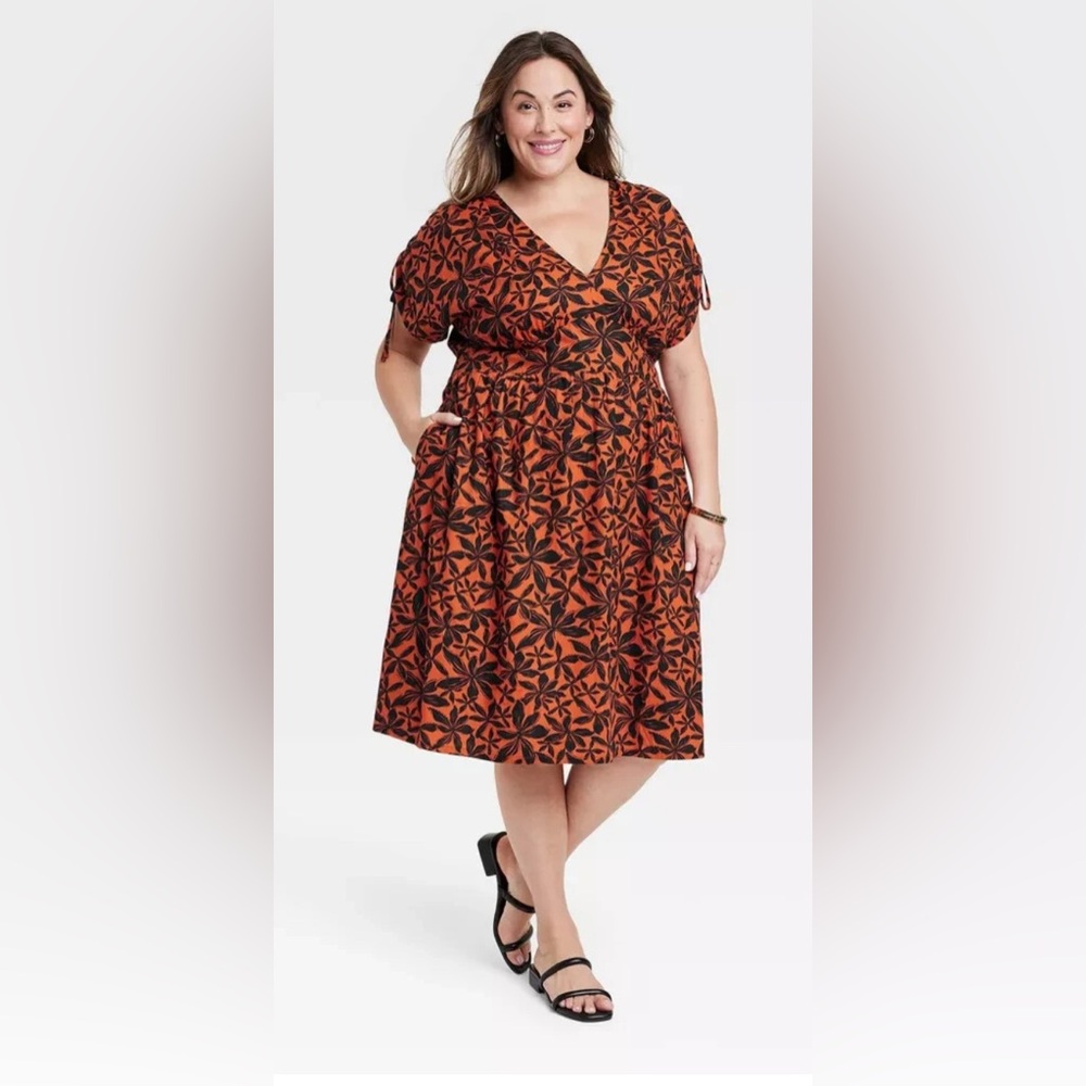 Ava & Viv A-line Floral Dolman Dress Sz XXL
